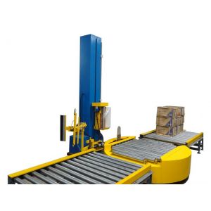 Automatic conveyor pallet wrapping machine