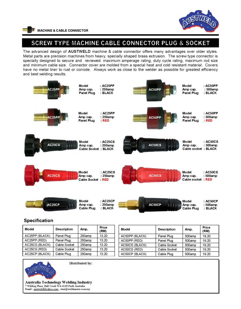 cable connector_screw type_austweld