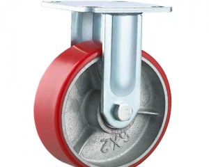 4"5"6"8"heavy duty doubal ball bearing iron core PU swivel caster图2