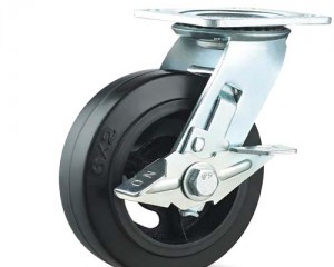 4"5"6"8"heavy duty doubal ball bearing iron core rubber swivel caster图3