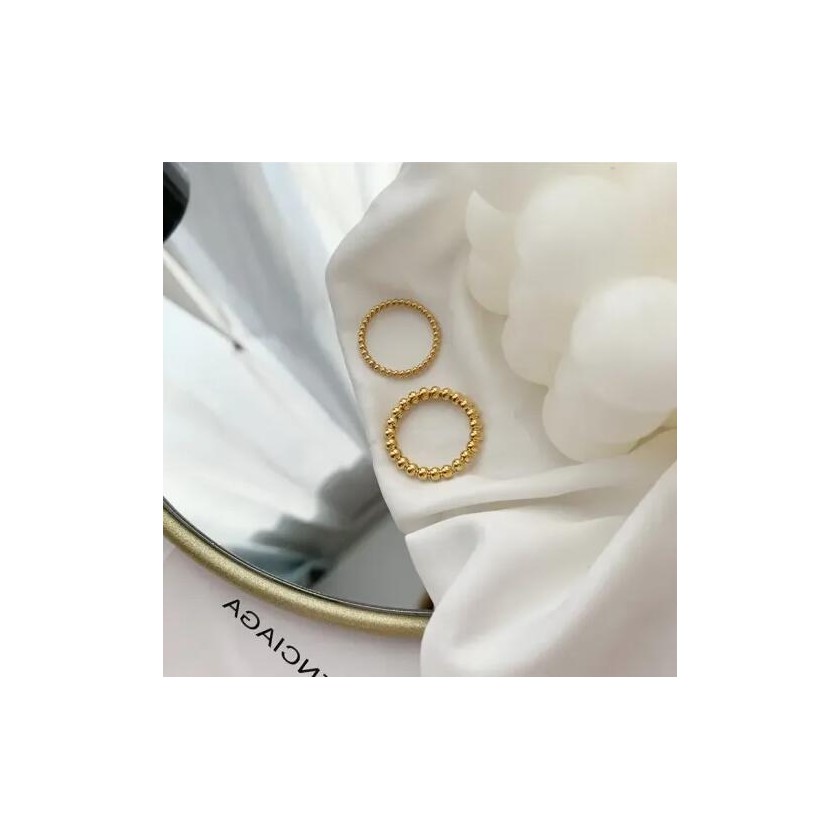 Stainless Steel Beaded Fashion Gold Plated Ring图1